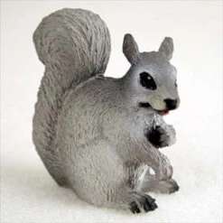 Squirrel Gray Bonsai Tree Figurine