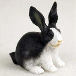 Rabbit Black & White Bonsai Tree Figurine