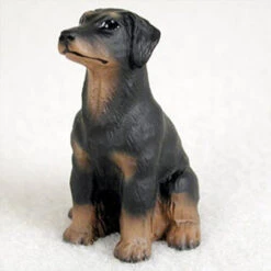 Doberman Pinscher Black W/Uncropped Ears Bonsai Tree Figurine