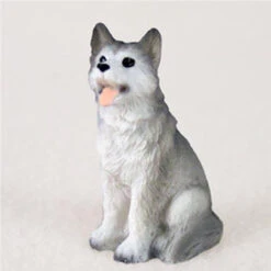 Husky Gray & White W/Brown Eyes Bonsai Tree Figurine