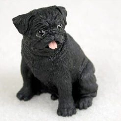Pug Black Bonsai Tree Figurine