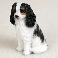 Cavalier King Charles Spaniel Black & White Bonsai Tree Figurine