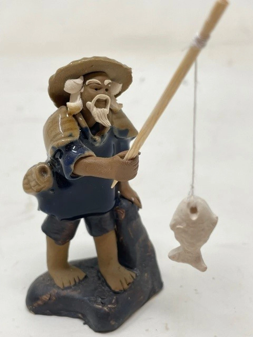 Chinese Figurine - Man Standing Fishing Off Of A Rock (F-023) - Image 6