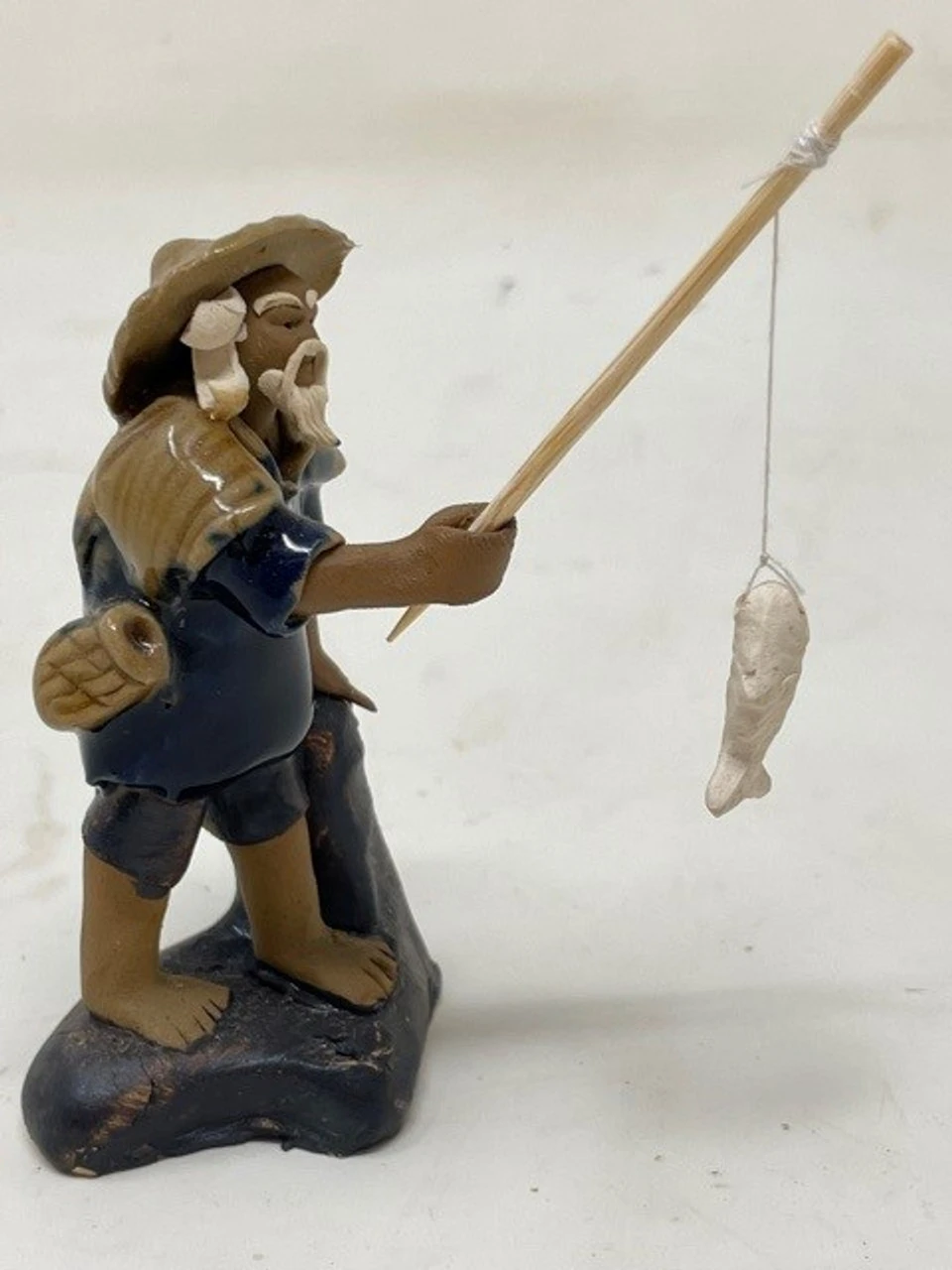 Chinese Figurine - Man Standing Fishing Off Of A Rock (F-023) - Image 2