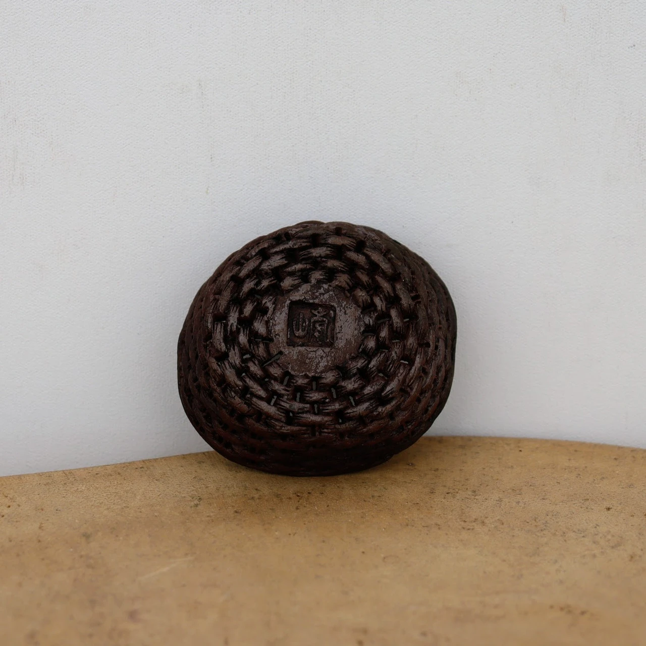 2" Japanese Tokoname Pot - Tani Ranzan Basket Weave (No. 1333) - Image 3