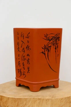 6" Etched Cascade Yixing Bonsai Pot (No. 2204)