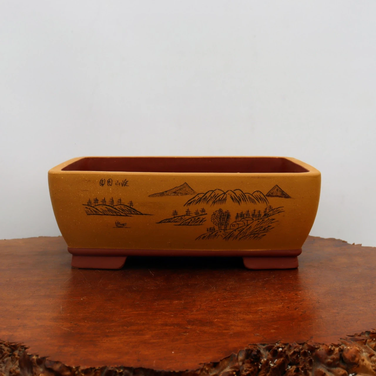 13" Etched Yixing Bonsai Pot (No. 2187) - Image 4
