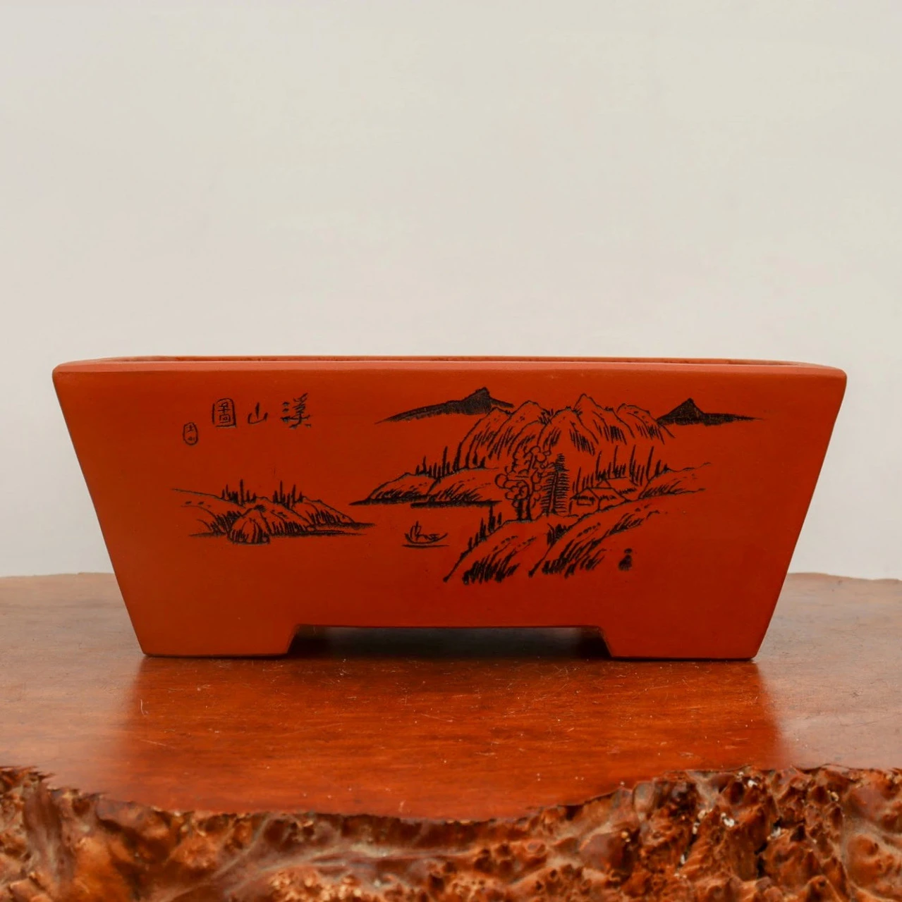 13" Etched Yixing Bonsai Pot (No. 2180) - Image 2