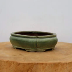 6-Inch Green Glazed Yixing Bonsai Pot (No. 2397e)