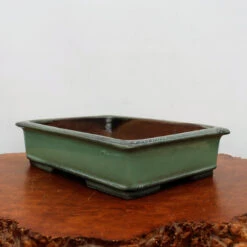 14-Inch Green Glazed Yixing Bonsai Pot (No. 2408b)