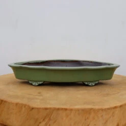 11-Inch Green Glazed Yixing Bonsai Pot (No. 2401e)