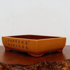 12-Inch Etched Glazed Yixing Bonsai Pot (No. 2428)