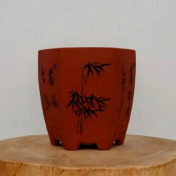 6-Inch Etched Glazed Yixing Bonsai Pot (No. 2426)