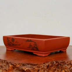 12-Inch Etched Glazed Yixing Bonsai Pot (No. 2430)