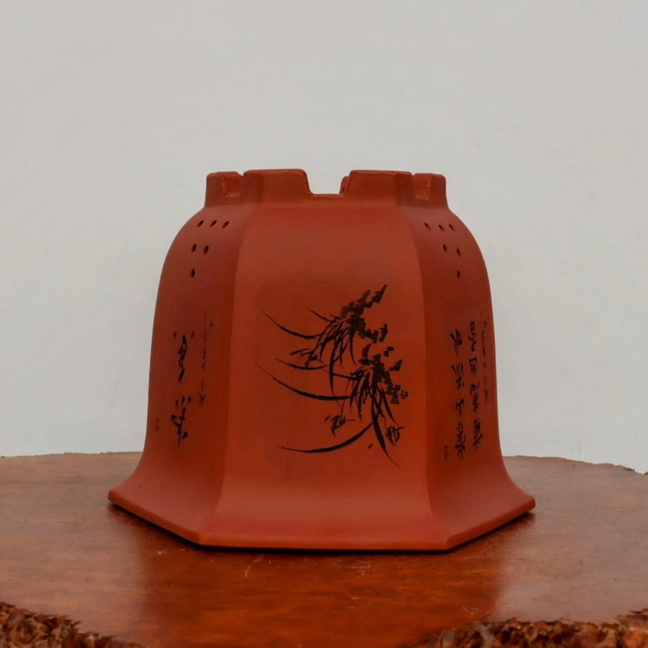 10-Inch Etched Glazed Yixing Bonsai Pot (No. 2424) - Image 5