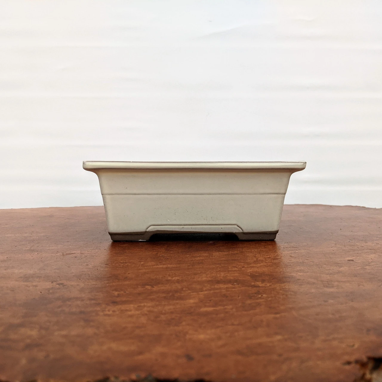 7-8" Cream Glazed Rectangle Bonsai Pot - Image 3