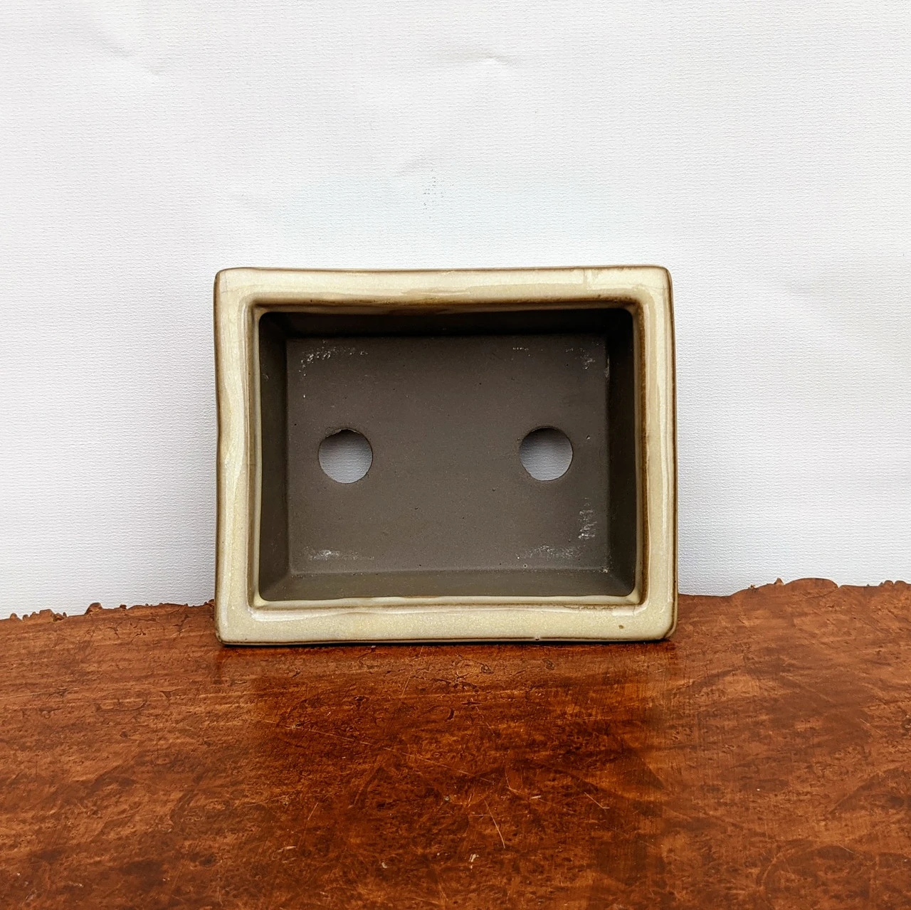 5-6" Cream (rectangular) Glazed Bonsai Pot (No. 052) - Image 5