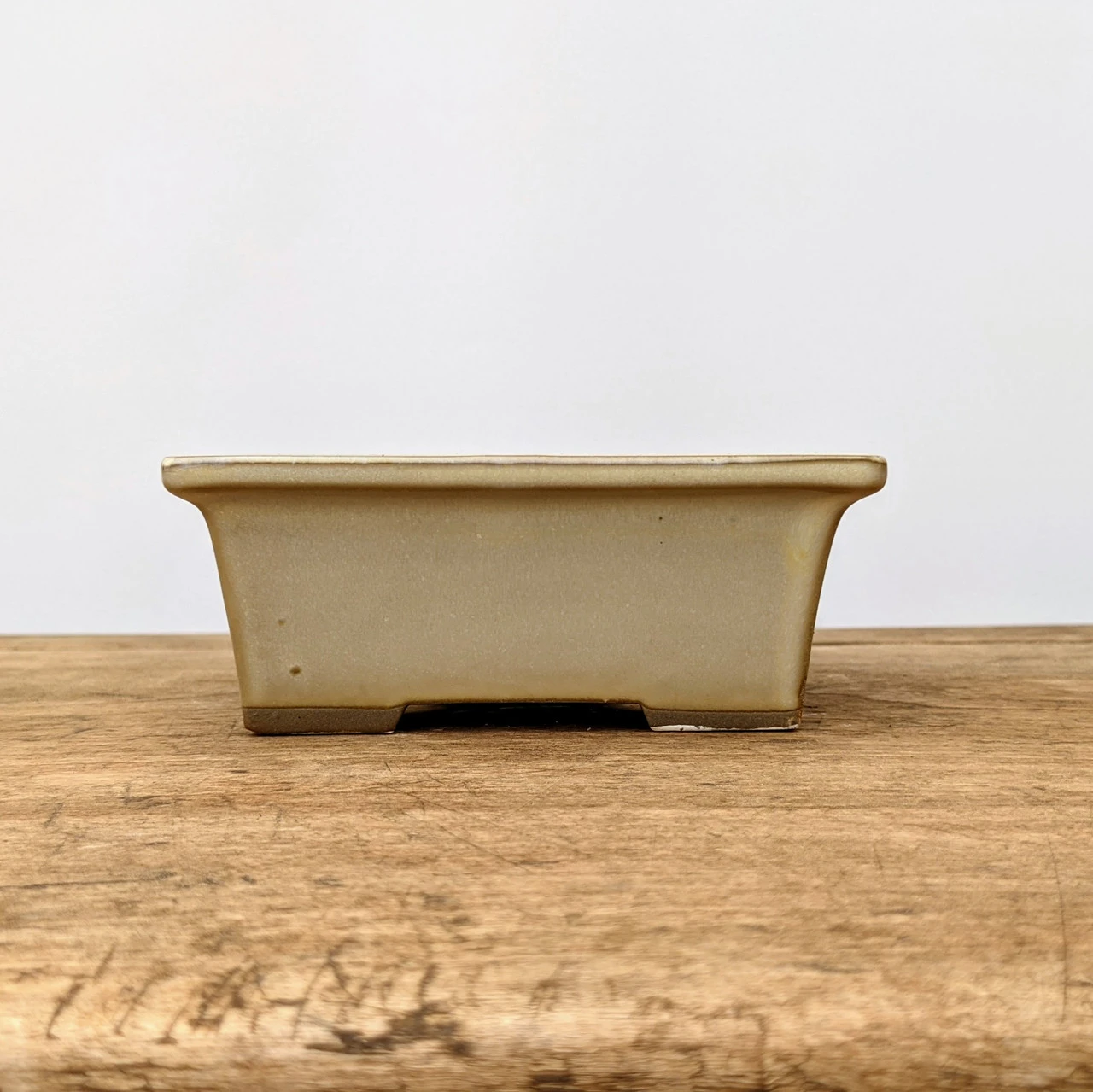 5-6" Cream (rectangular) Glazed Bonsai Pot (No. 052) - Image 4