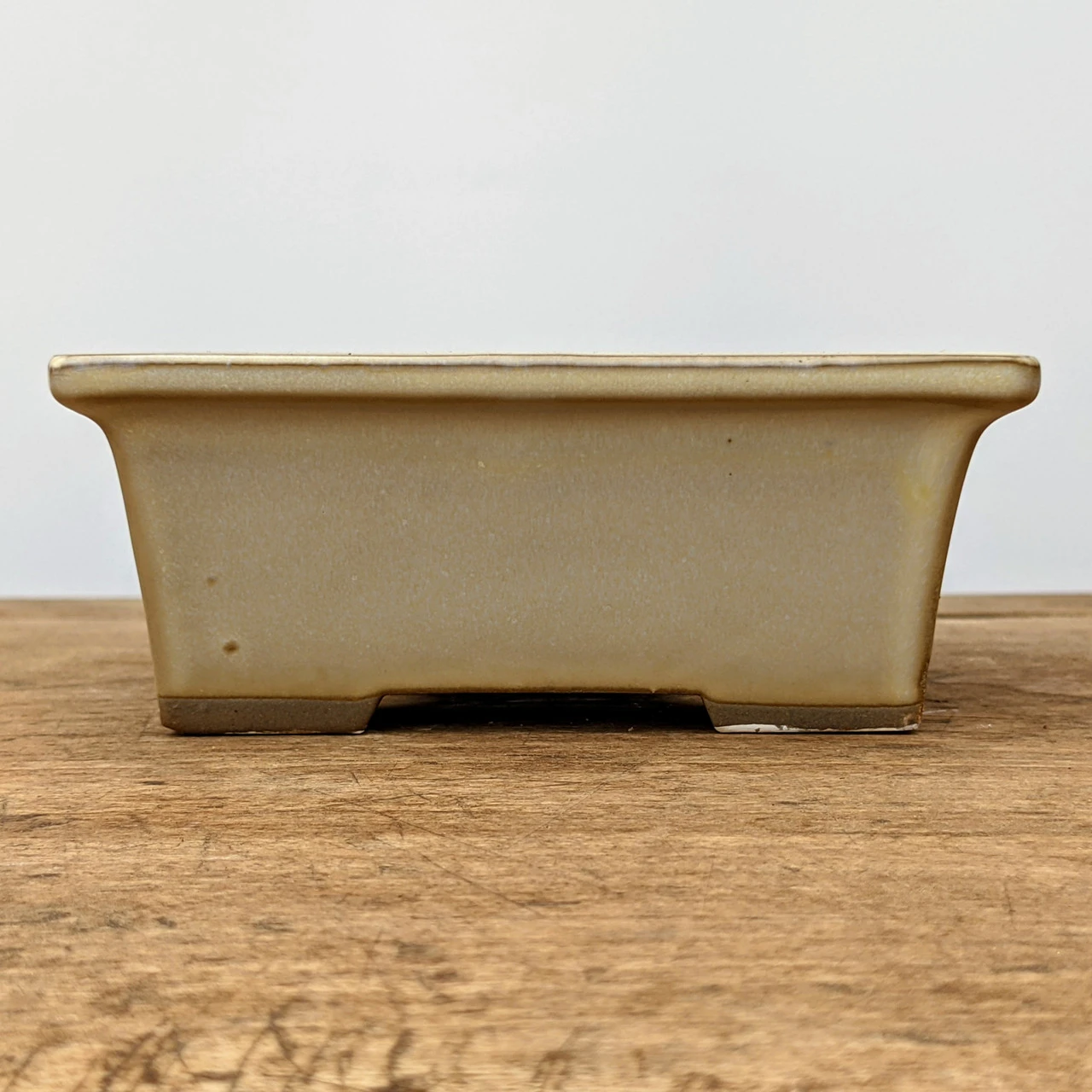 5-6" Cream (rectangular) Glazed Bonsai Pot (No. 052) - Image 6
