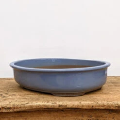 Light Blue Glazed (oval) Japanese Bonsai Pot (No. 1547)