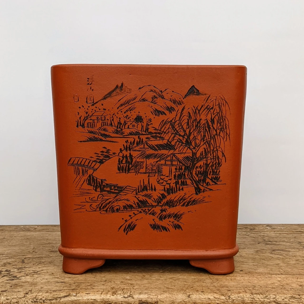 11" Etched Yixing Bonsai Pot (No. 1722) - Image 2